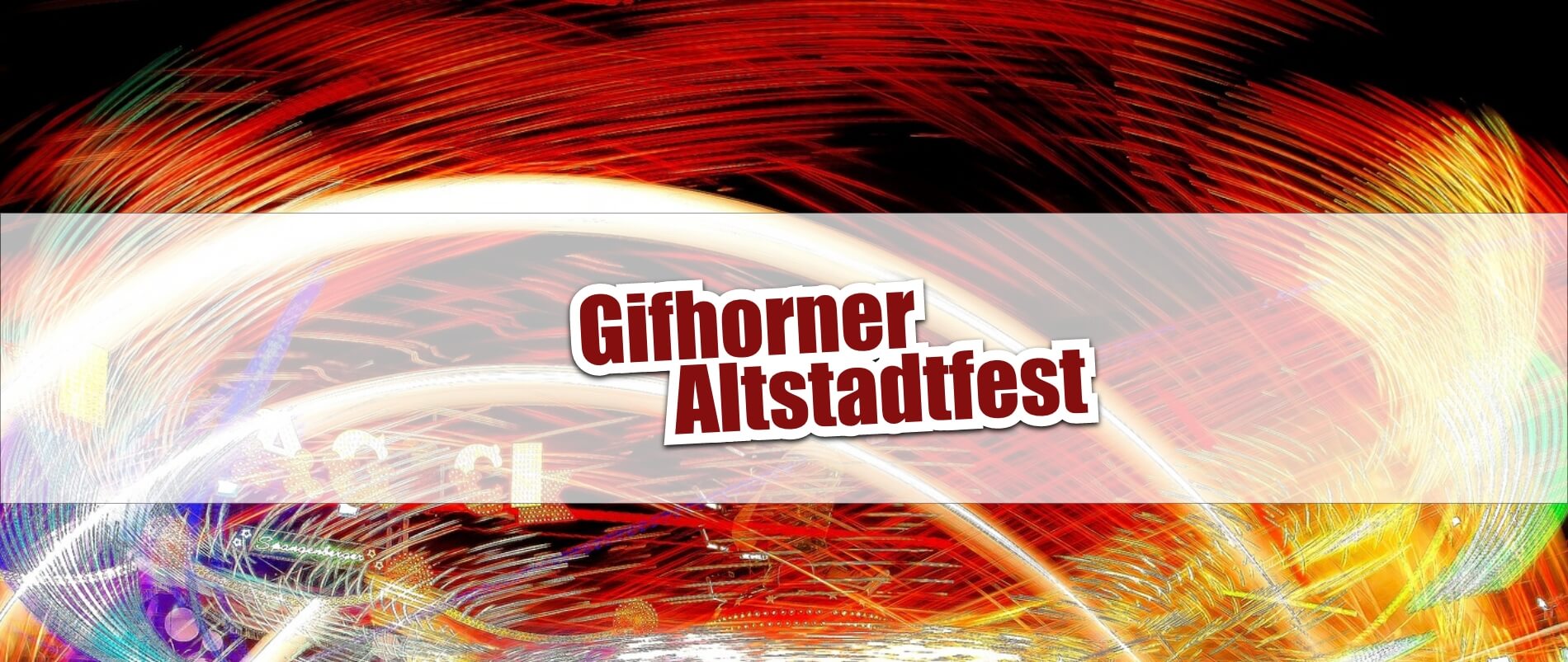 Gifhorner Altstadtfest Schriftzug auf abstraktem Hintergrund in Rot- und Gelbtönen.